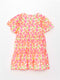 Crew Neck Patterned Short Sleeve Girl Dress